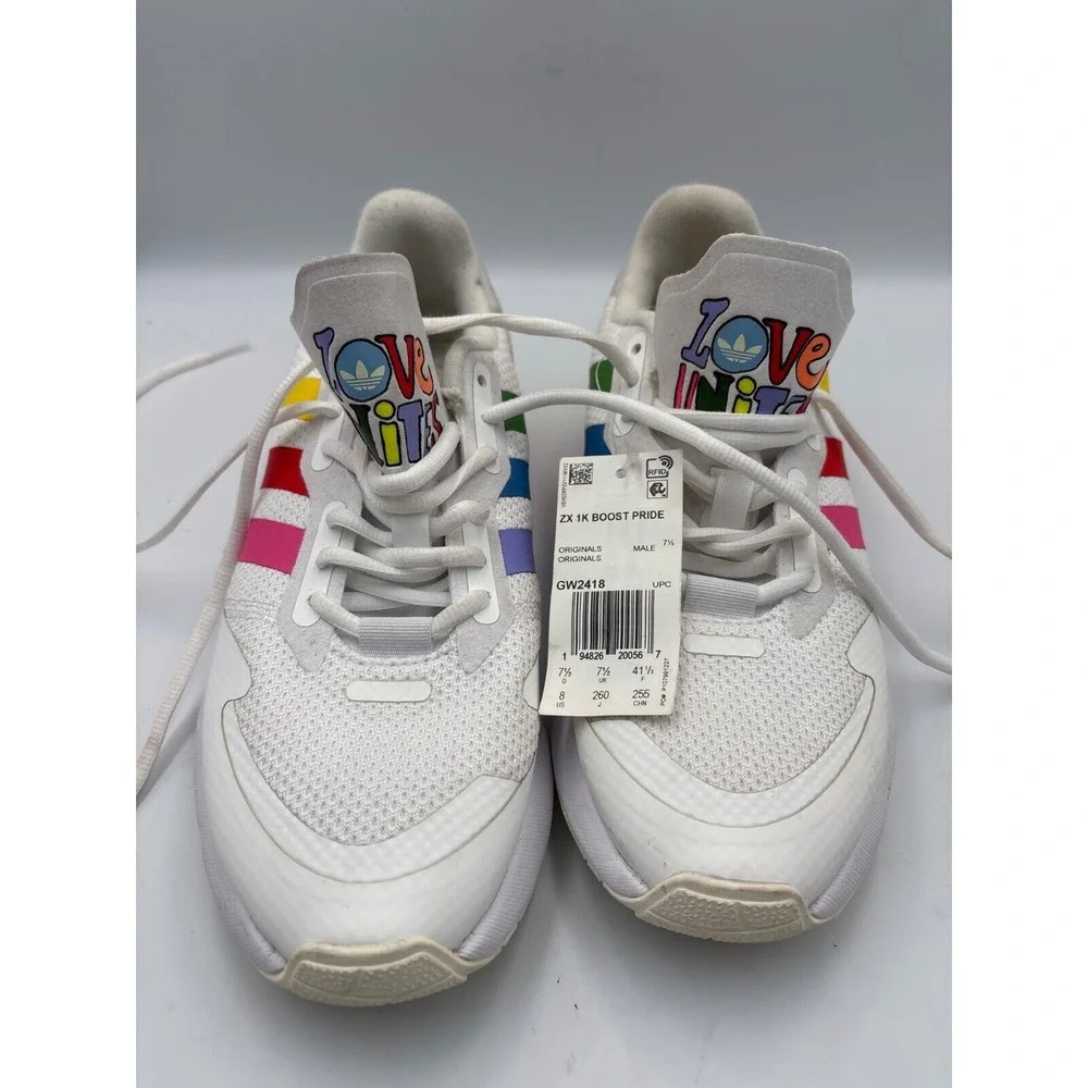Adidas ZX 1K Boost Pride‎ Colors Sneakers, New. Sz 8
